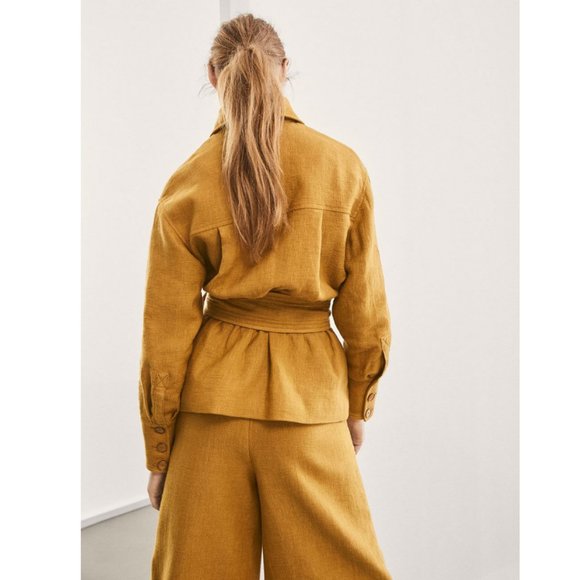 Massimo Dutti Runway Yellow High Rise Crop Pants - Picture 2 of 16